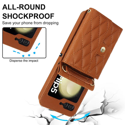 Crossbody Leather Case for Galaxy Z Flip 3-6
