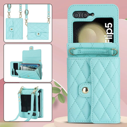Crossbody Leather Case for Galaxy Z Flip 3-6
