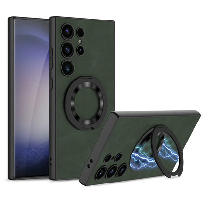 Leather Magnetic S24 Ultra Case with Bracket - Odin case