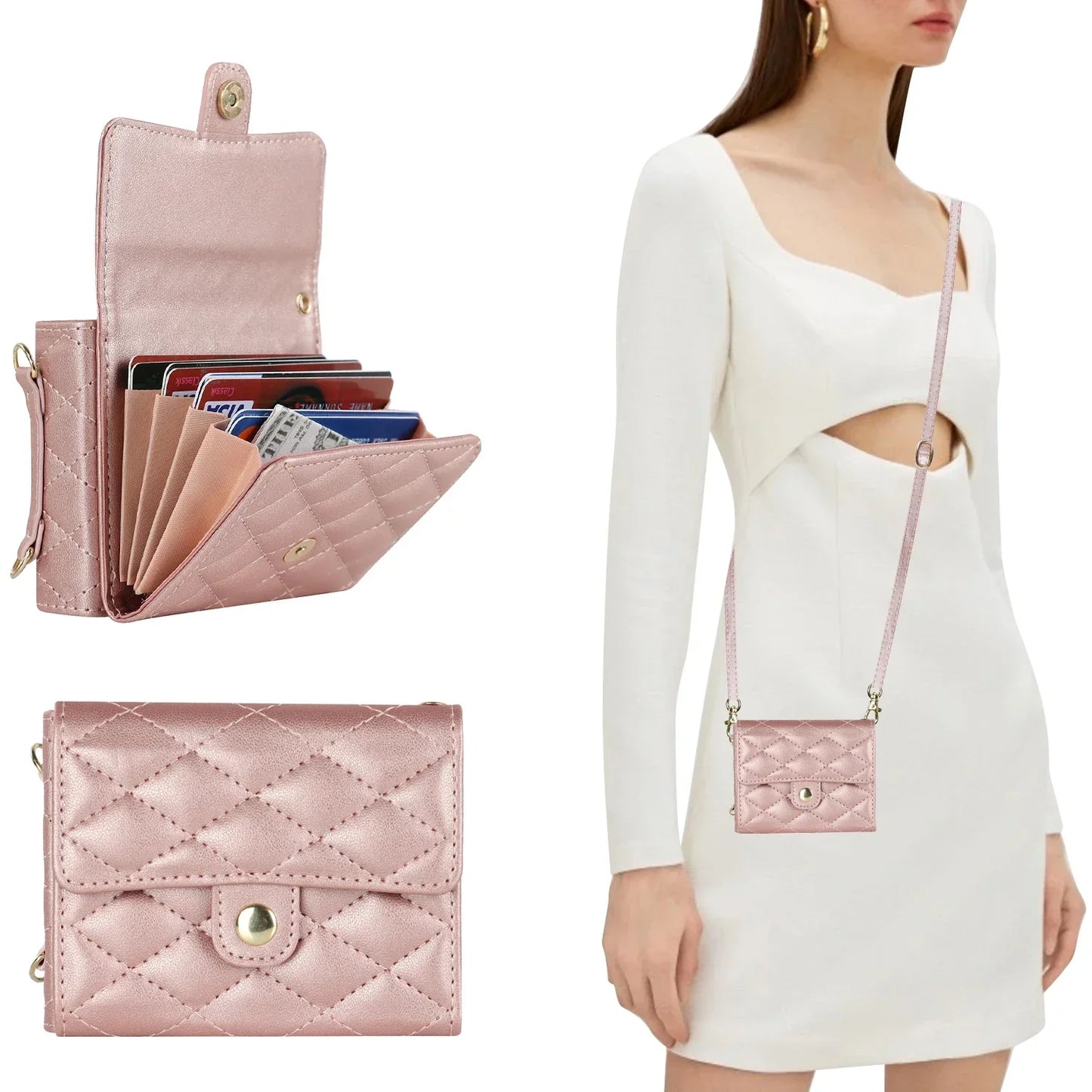 Crossbody Leather Case for Galaxy Z Flip 3-6