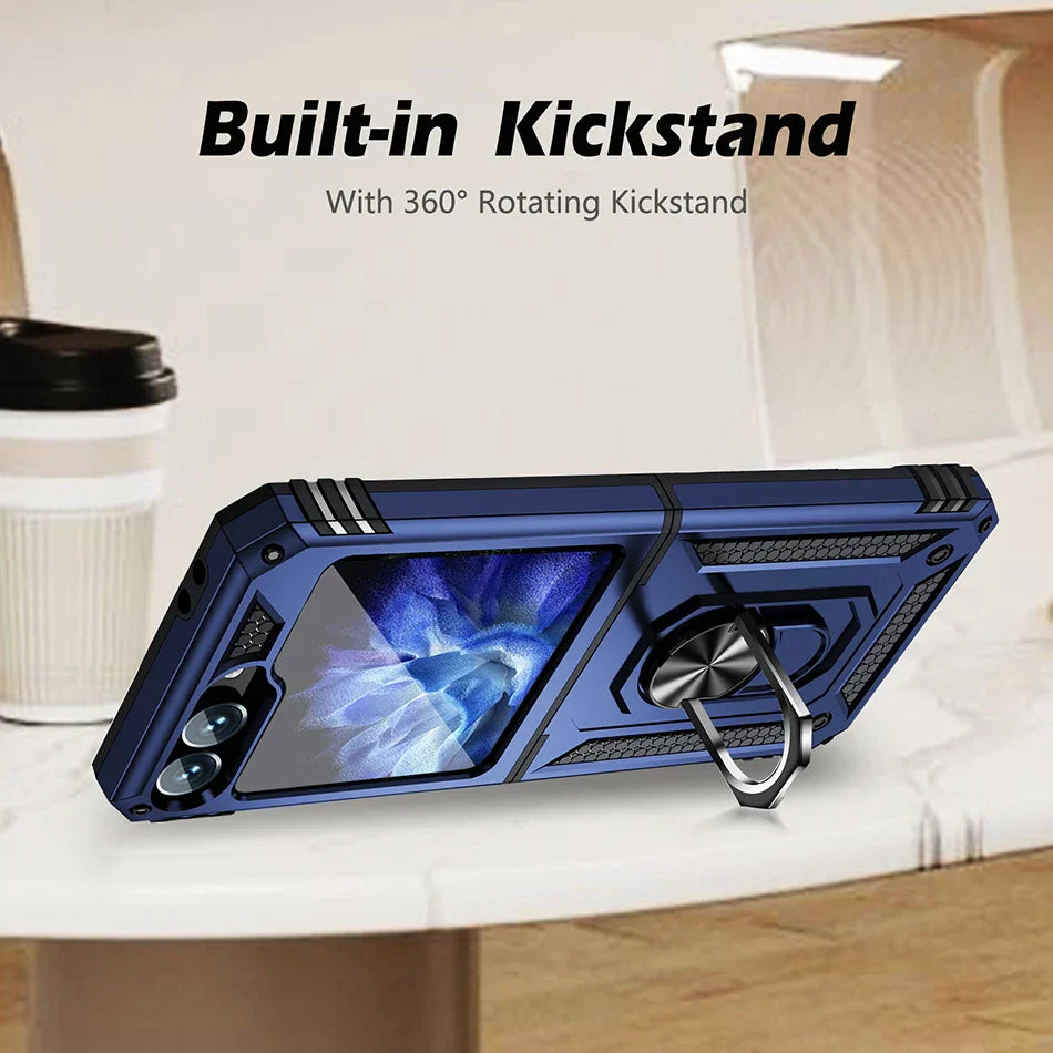 Shockproof Case with Slide Lens & Rotating Ring for Galaxy Z Flip 6