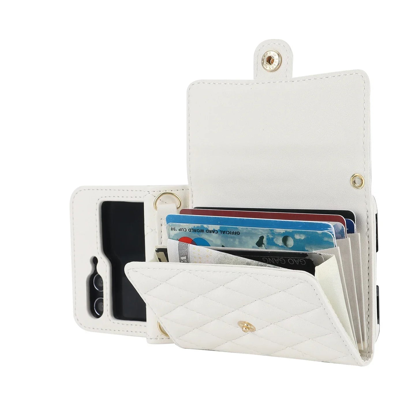 Crossbody Leather Case for Galaxy Z Flip 3-6