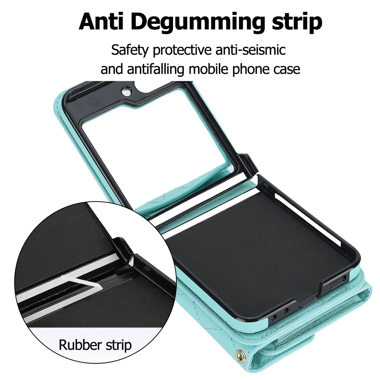 Crossbody Leather Case for Galaxy Z Flip 3-6