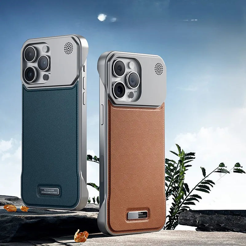 Leather Aromatherapy Magnetic Charging Ring Phone Case for iPhone