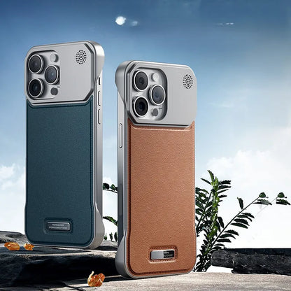 Leather Aromatherapy Magnetic Charging Ring Phone Case for iPhone