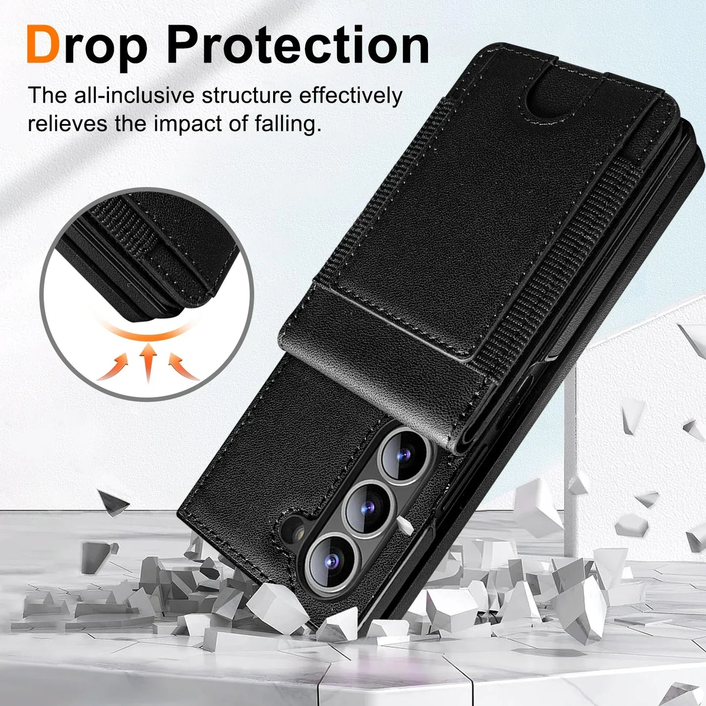 FoldLux Wallet – Leather Folio Case with Built-in Screen Protector for Z Fold Series