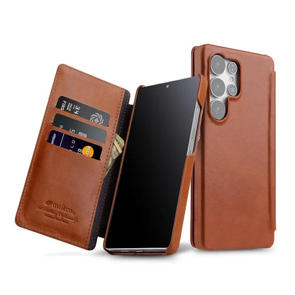 Melkco LuxeFlip – Genuine Cowhide Leather Vertical Case for Galaxy S25 Ultra