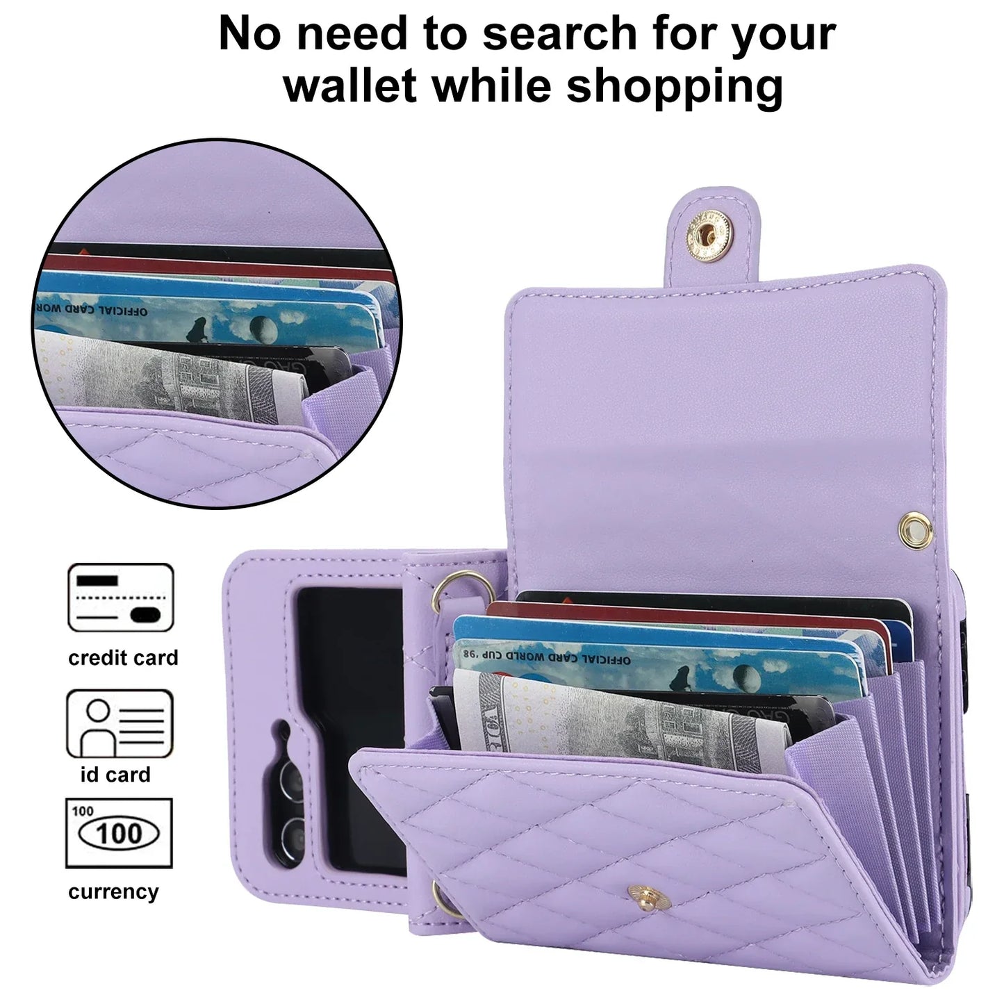 Crossbody Leather Case for Galaxy Z Flip 3-6
