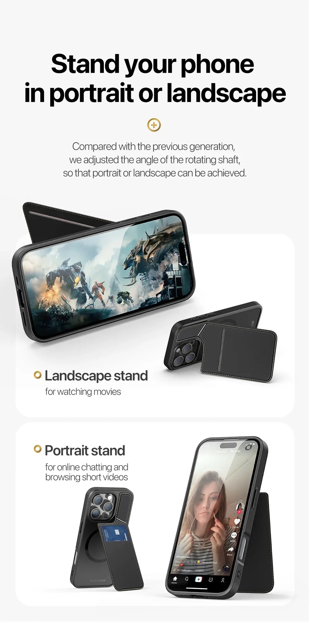 3-in-1 MagSafe Case for iPhone 13-16 Pro Max with Wallet & Stand