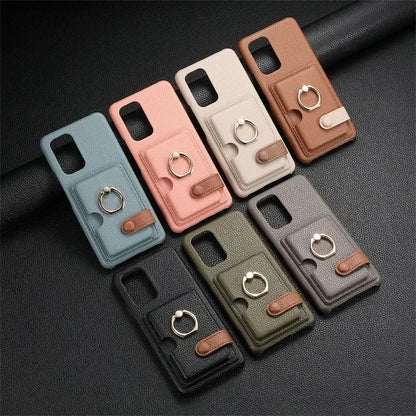 Wallet Leather Ring Holder Case for Samsung Galaxy S