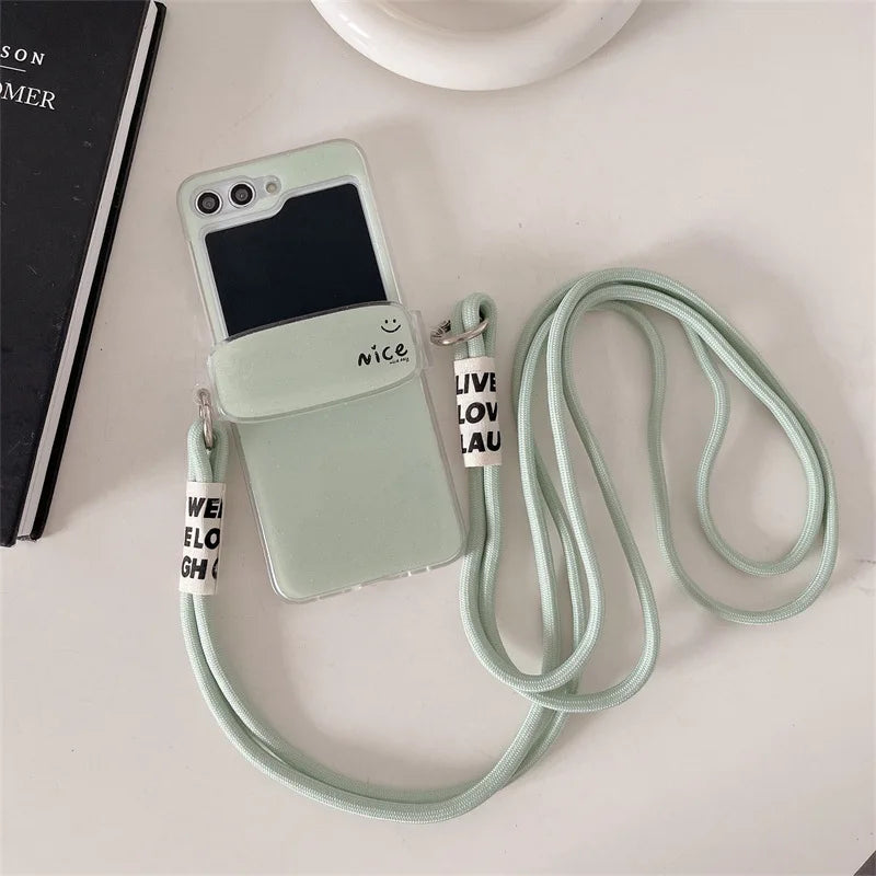 Phone case with plain strap for Samsung Galaxy Z Flip 5