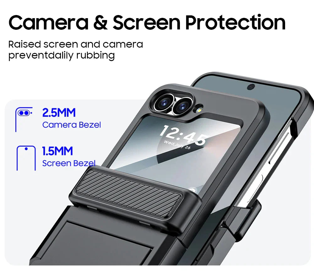 Rugged Shockproof Case for Galaxy Z Flip 3-6 with Screen Protector