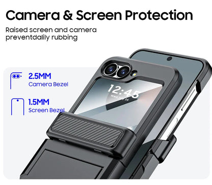 Rugged Shockproof Case for Galaxy Z Flip 3-6 with Screen Protector