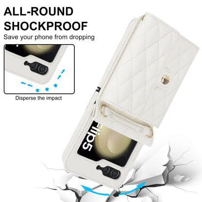 Crossbody Leather Case for Galaxy Z Flip 3-6