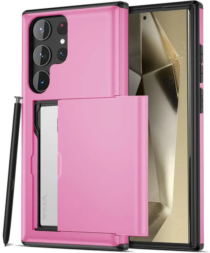 Slim Dual-Layer Heavy Protective Wallet Case with Hidden Card Slot for Samsung Galaxy S