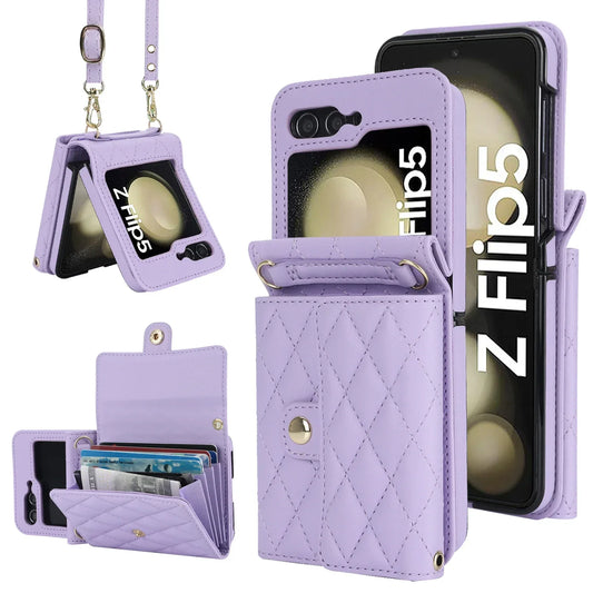 Crossbody Leather Case for Galaxy Z Flip 3-6