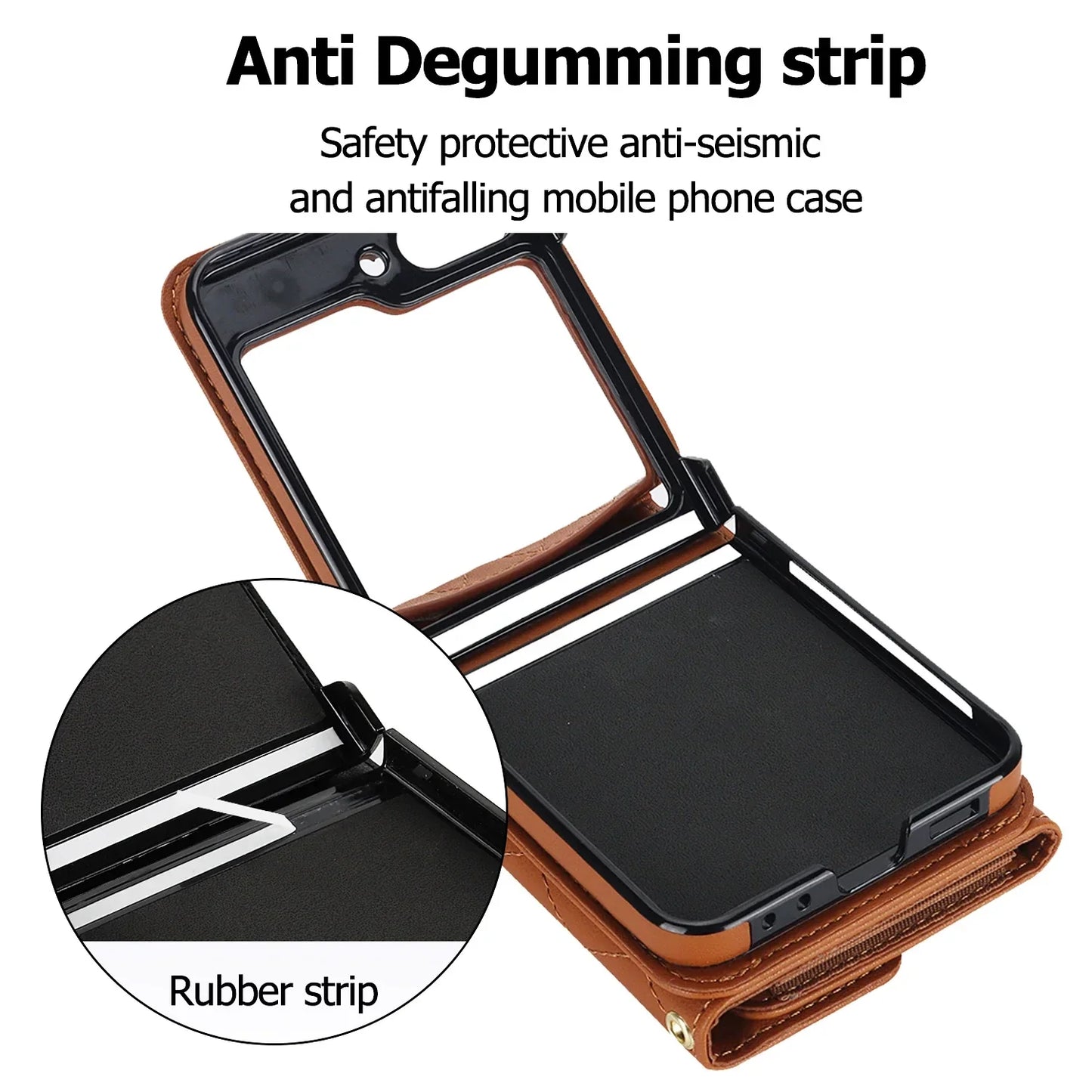 Crossbody Leather Case for Galaxy Z Flip 3-6