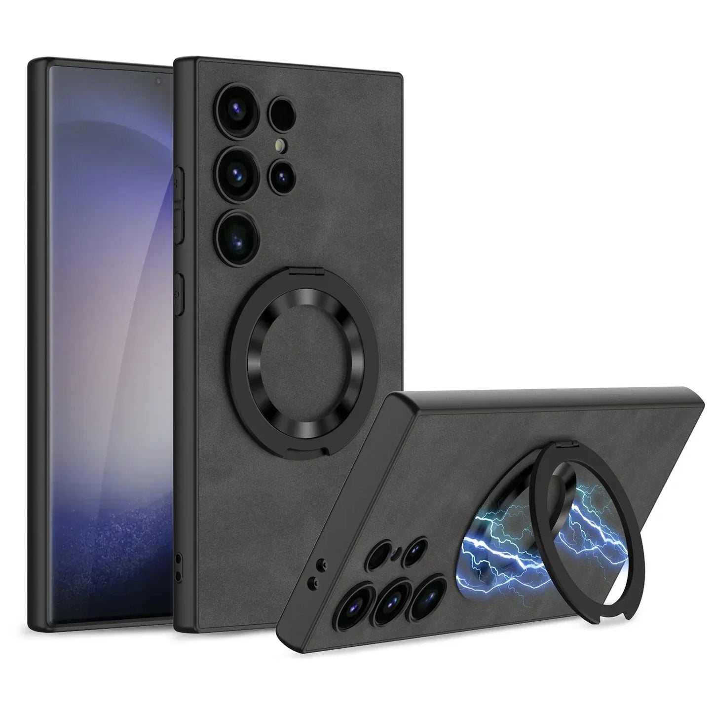 Leather Magnetic S24 Ultra Case with Bracket - Odin case