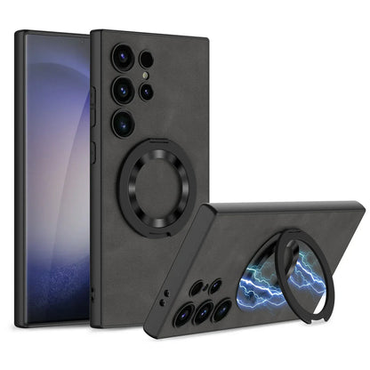 Leather Magnetic S24 Ultra Case with Bracket - Odin case