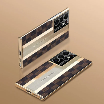 Luxury Shockproof Electroplated Leather Case for Samsung Galaxy S23 Ultra
