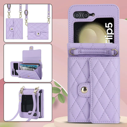 Crossbody Leather Case for Galaxy Z Flip 3-6