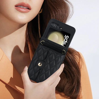 Crossbody Leather Case for Galaxy Z Flip 3-6