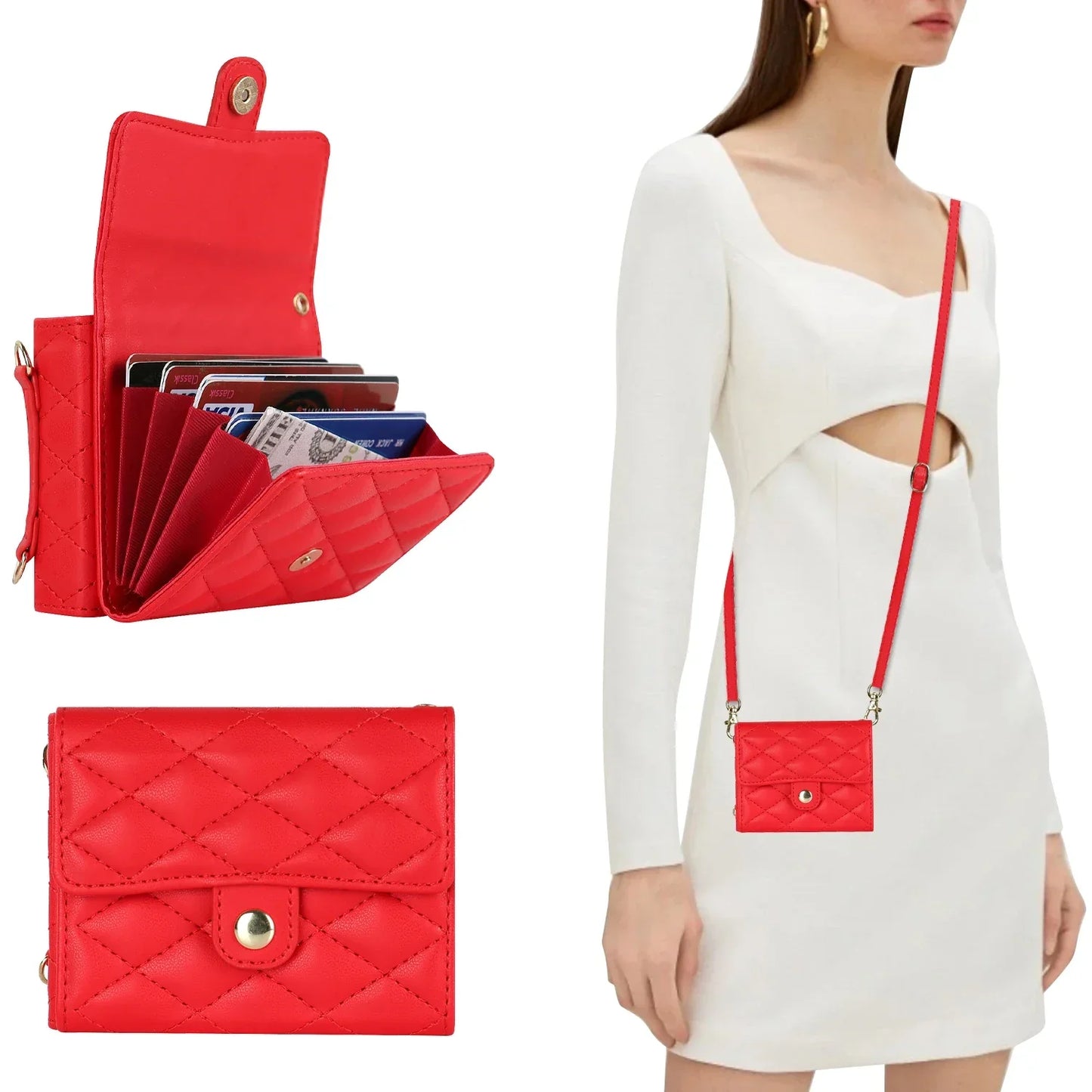 Crossbody Leather Case for Galaxy Z Flip 3-6