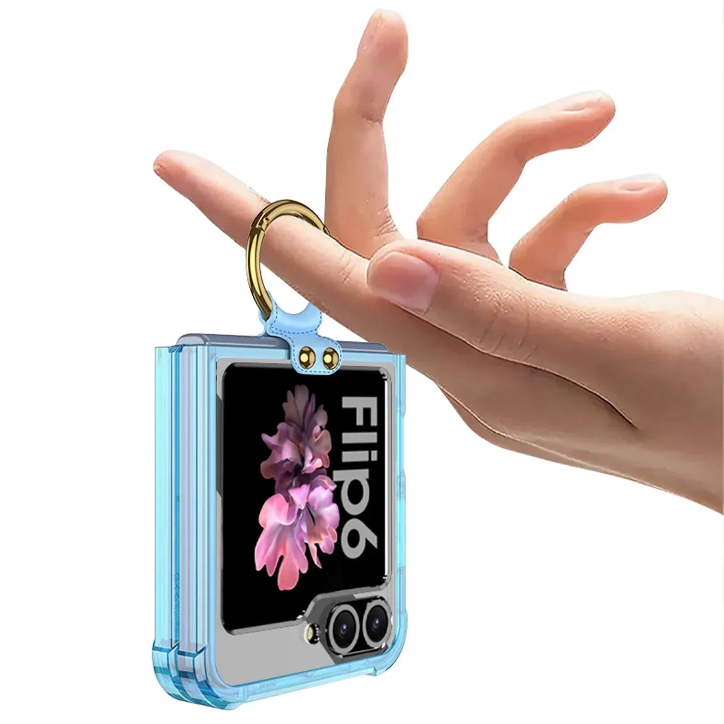Transparent Shockproof Case with Ring Holder for Samsung Z Flip 6