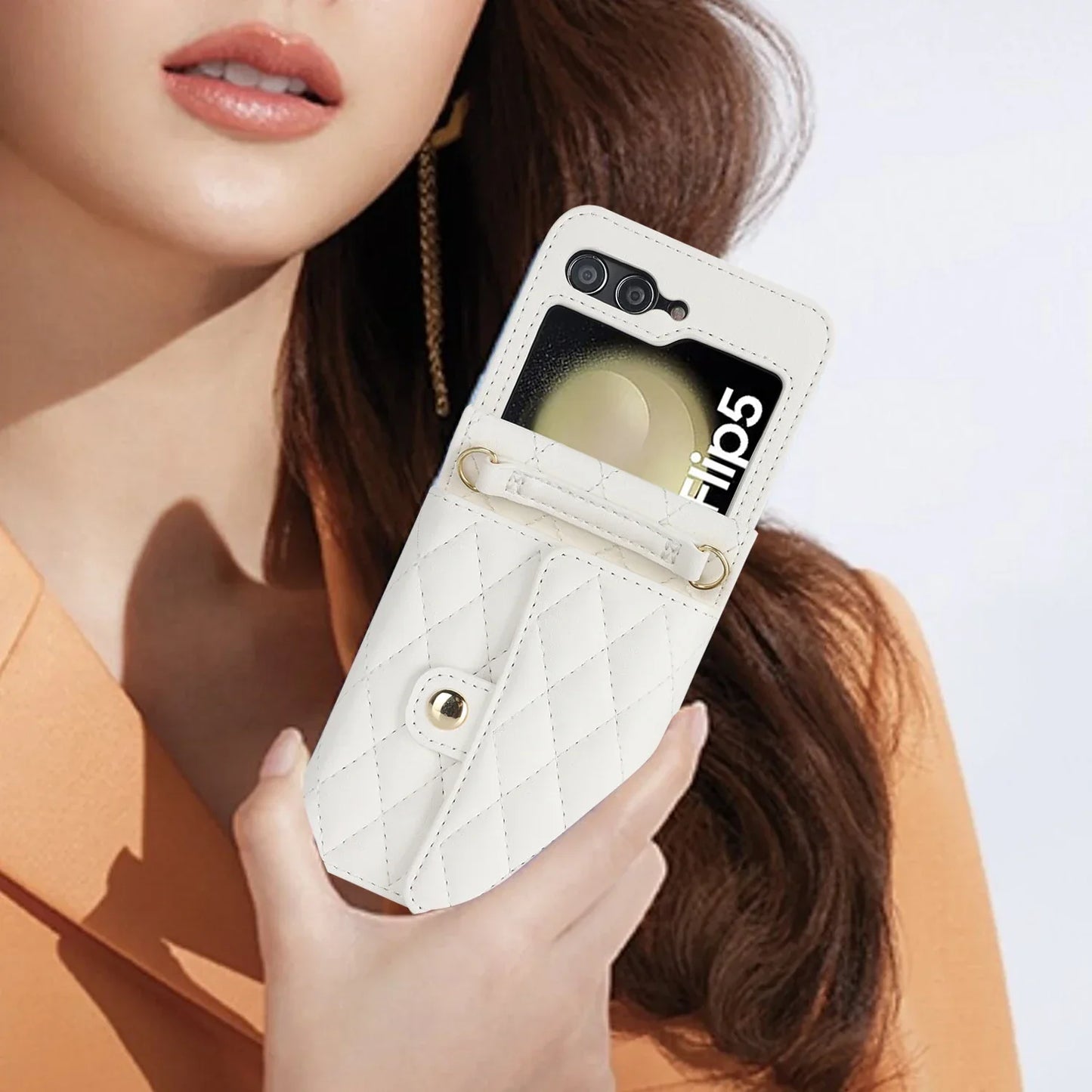 Crossbody Leather Case for Galaxy Z Flip 3-6