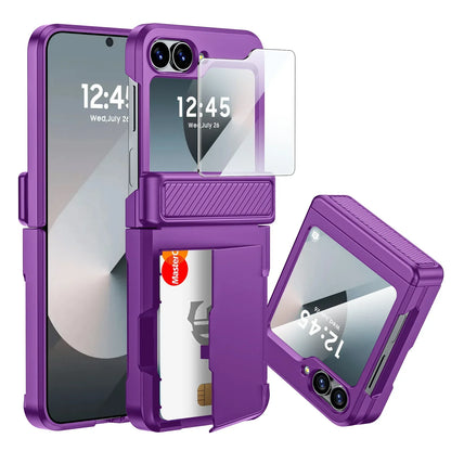 Rugged Shockproof Case for Galaxy Z Flip 3-6 with Screen Protector