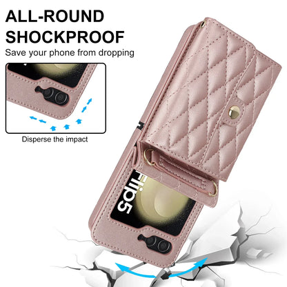 Crossbody Leather Case for Galaxy Z Flip 3-6