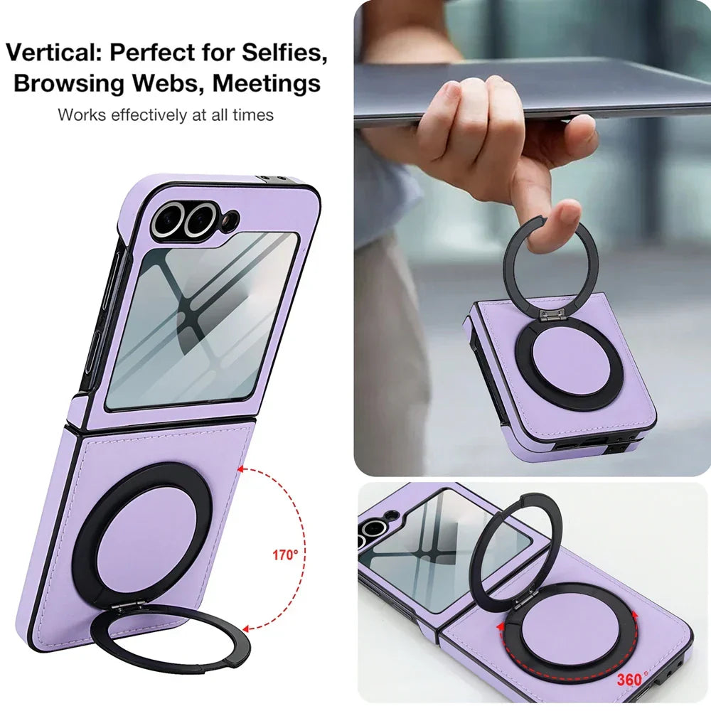 MagSafe Leather Ring Case with Screen Protector for Z Flip Series