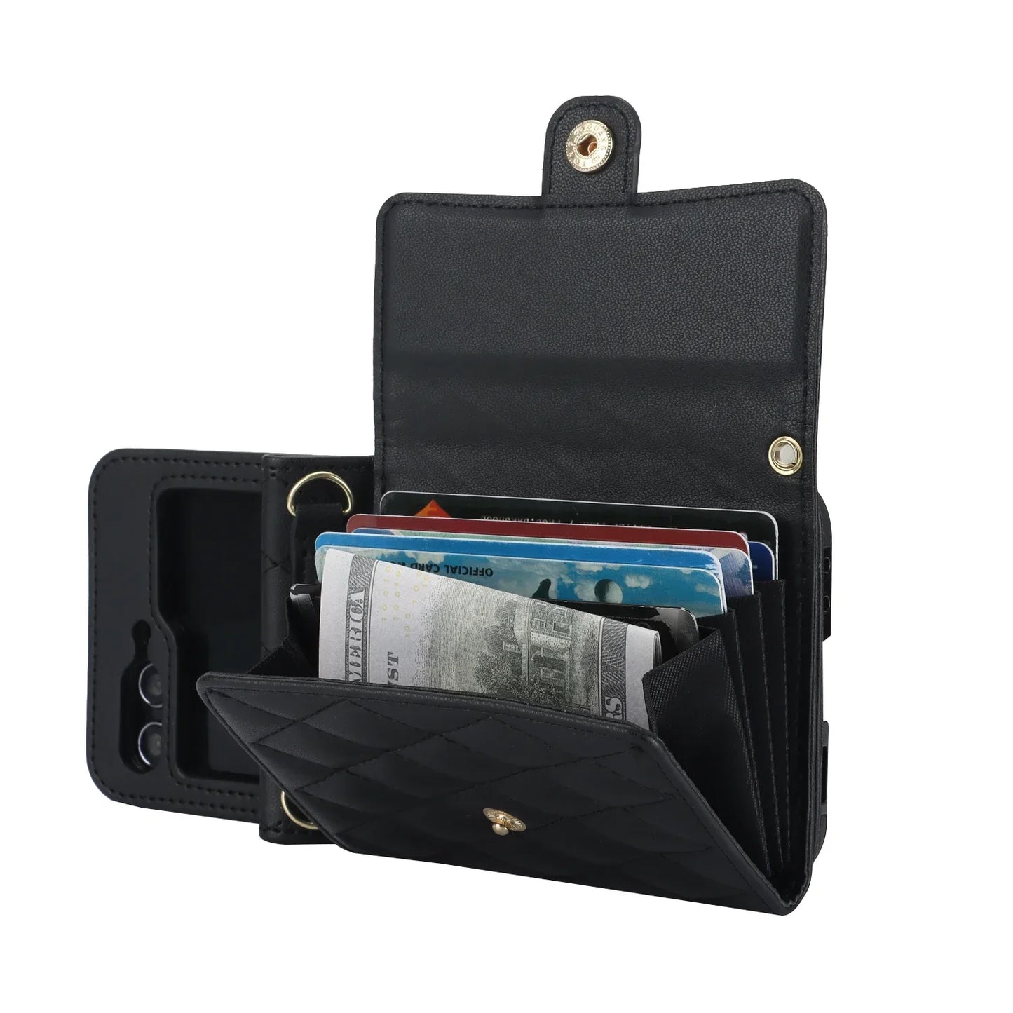 Crossbody Leather Case for Galaxy Z Flip 3-6