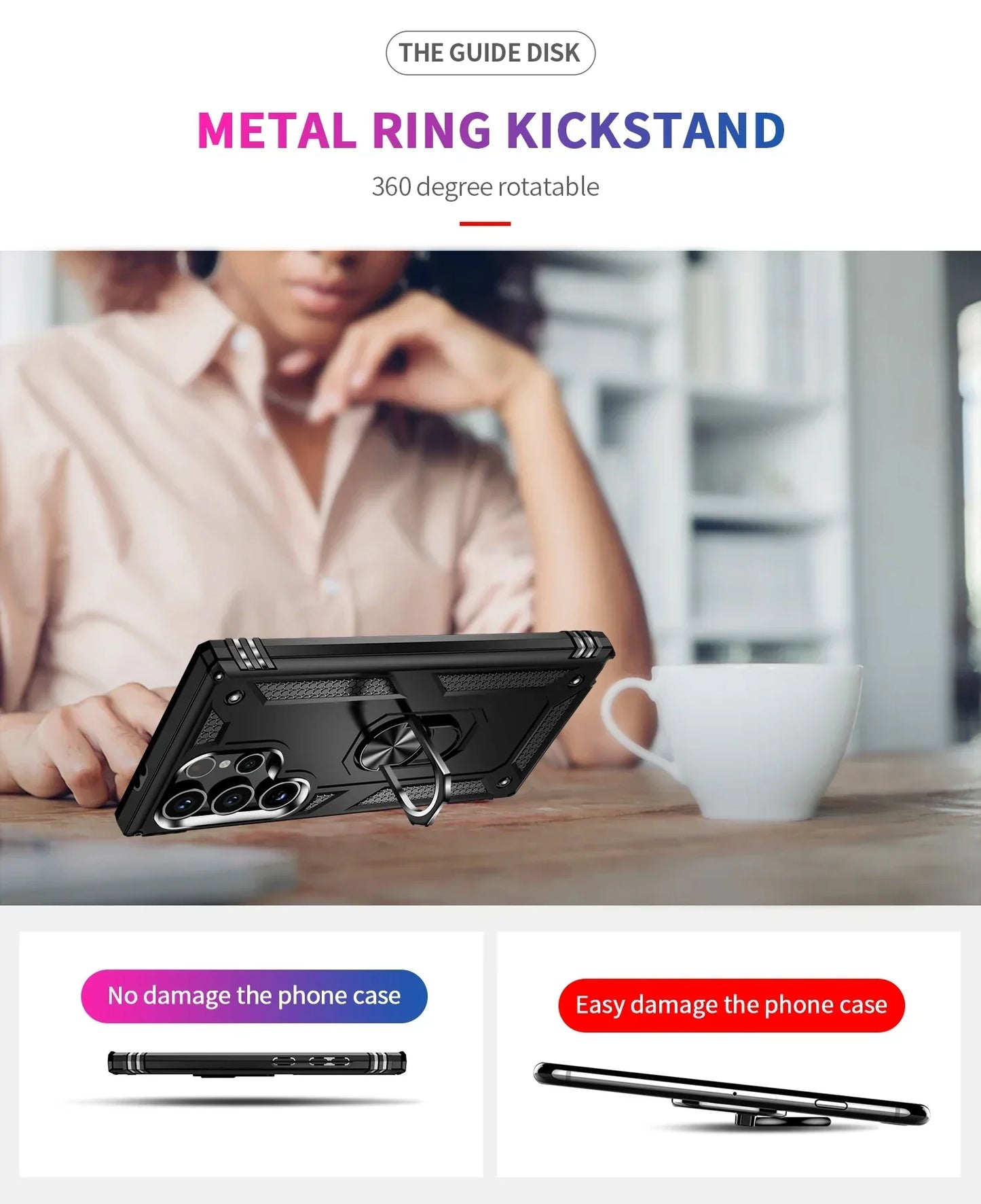 Shockproof S24 Ultra Case with with Metal Ring Bracket - Odin case