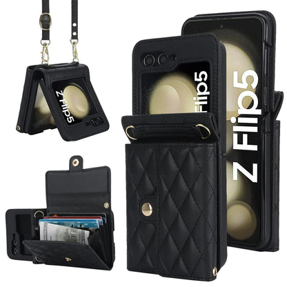 Crossbody Leather Case for Galaxy Z Flip 3-6