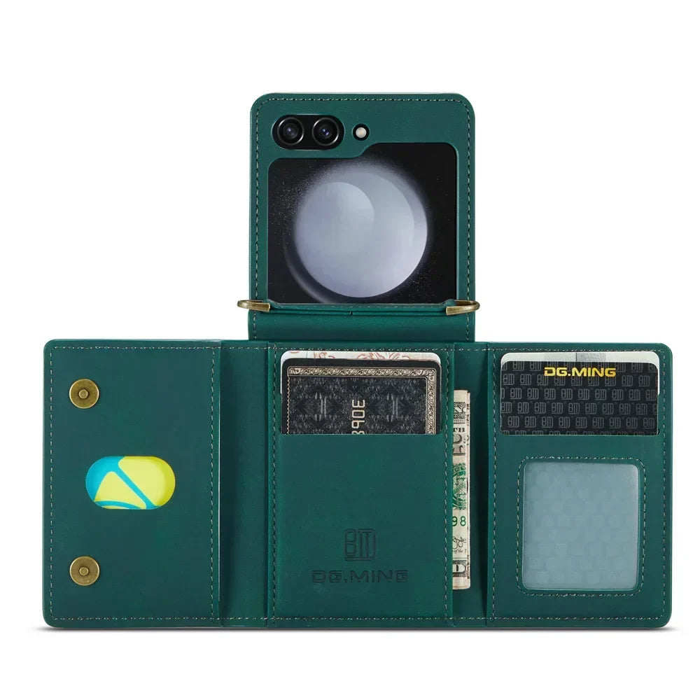 Retro Magnetic Leather Wallet Case for Samsung Galaxy Z Flip 5 - Odin case