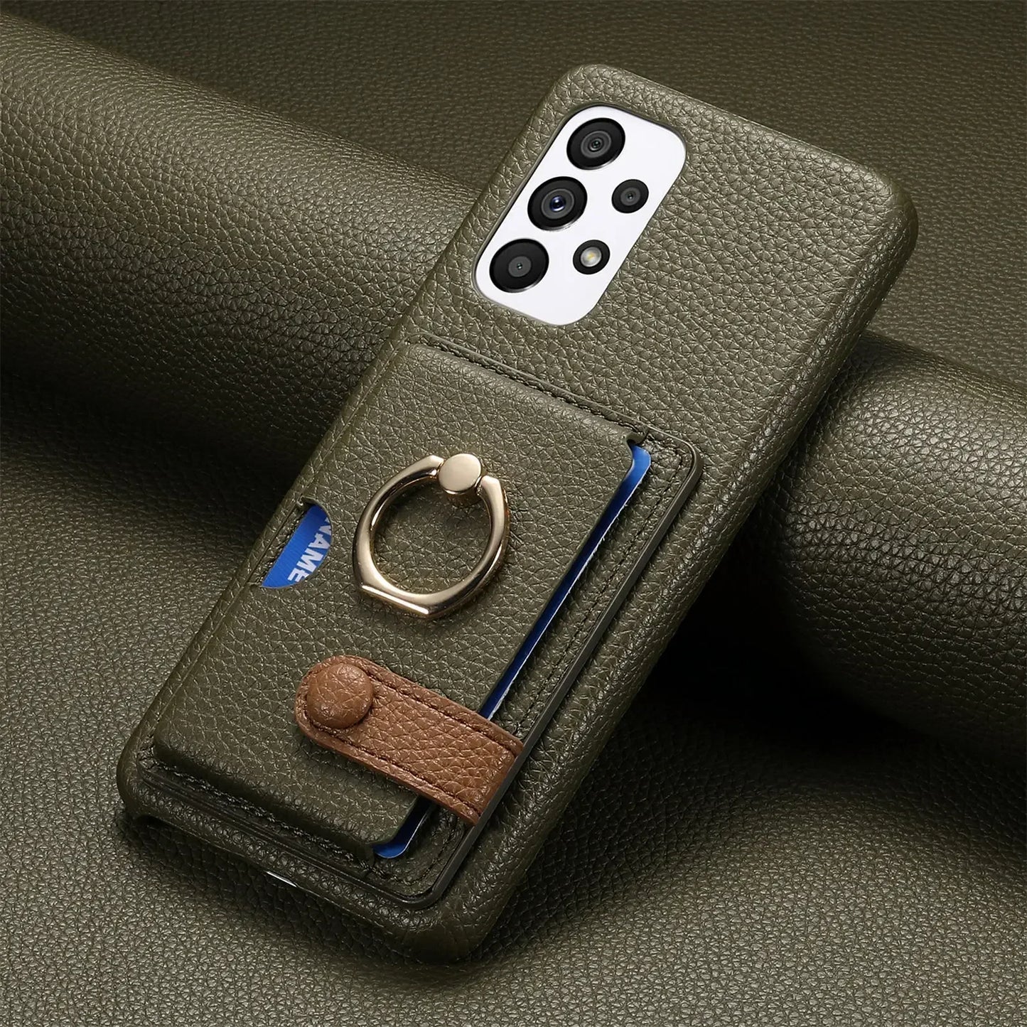 Wallet Leather Ring Holder Case for Samsung Galaxy S