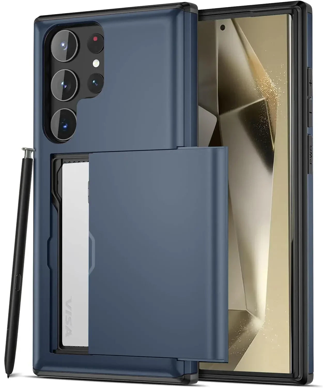 Slim Dual-Layer Heavy Protective Wallet Case with Hidden Card Slot for Samsung Galaxy S