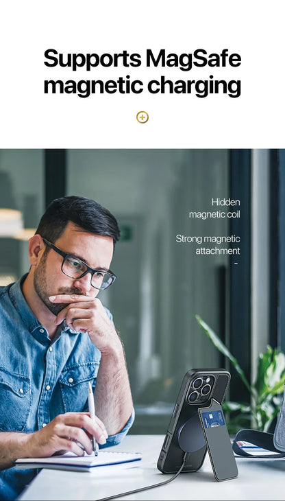 3-in-1 MagSafe Case for iPhone 13-16 Pro Max with Wallet & Stand