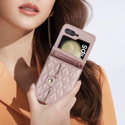 Crossbody Leather Case for Galaxy Z Flip 3-6