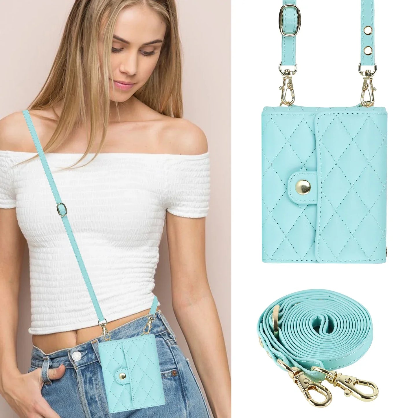 Crossbody Leather Case for Galaxy Z Flip 3-6