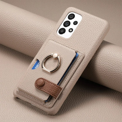 Wallet Leather Ring Holder Case for Samsung Galaxy S