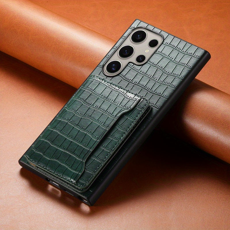 CrocElite Pro – Crocodile Texture Card Holder Case for Galaxy S Ultra Series