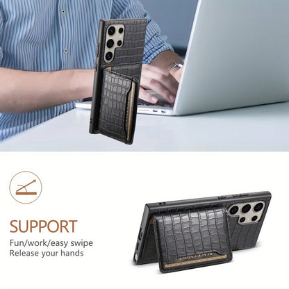 CrocElite Pro – Crocodile Texture Card Holder Case for Galaxy S Ultra Series