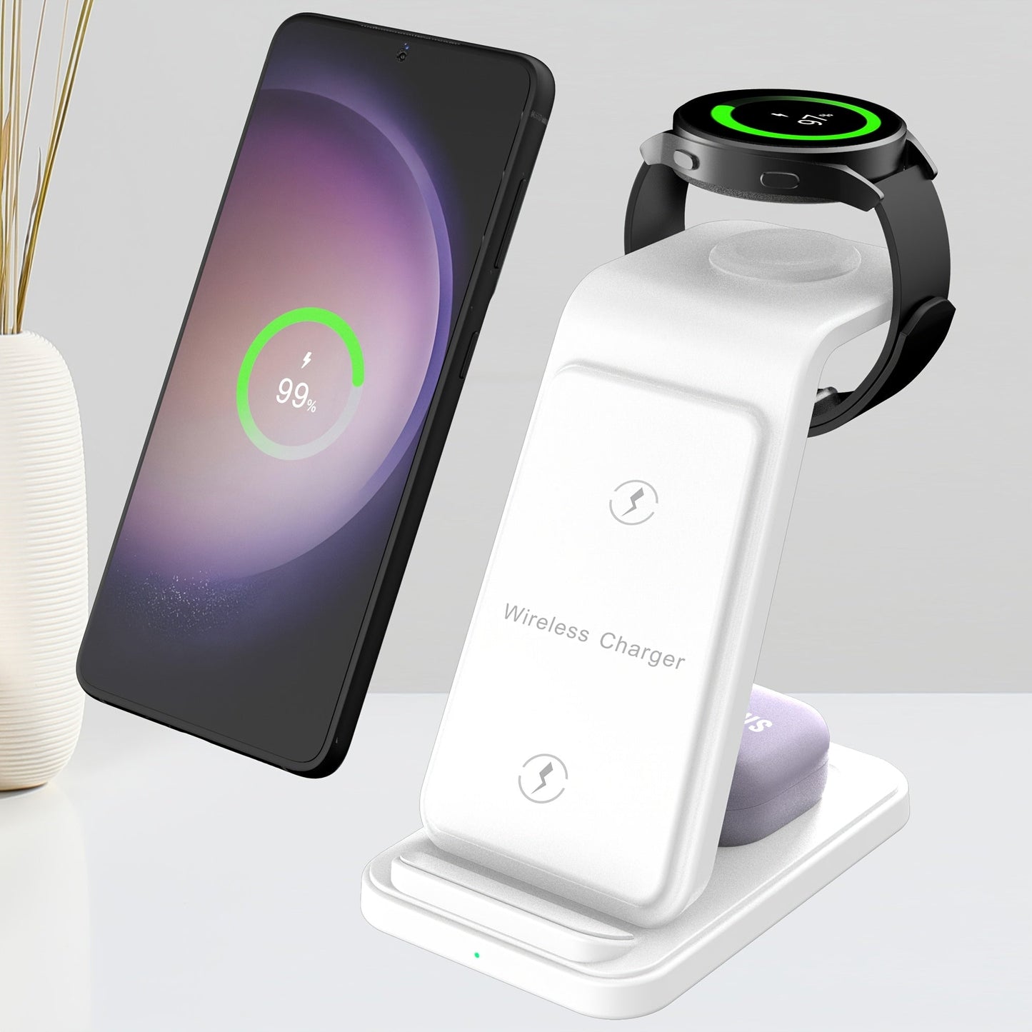 3-in-1 Fast Wireless Charging Station for Samsung Galaxy Devices